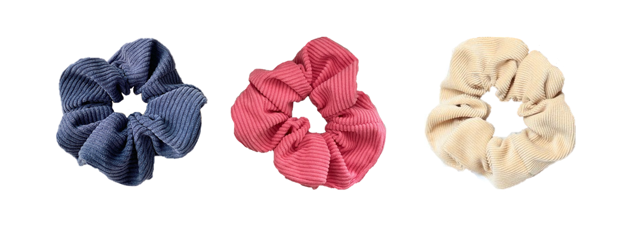 Corduroy Hair Bobble Elastic Scrunchie 10 cm Assorted Colours 9976 (Parcel Rate)