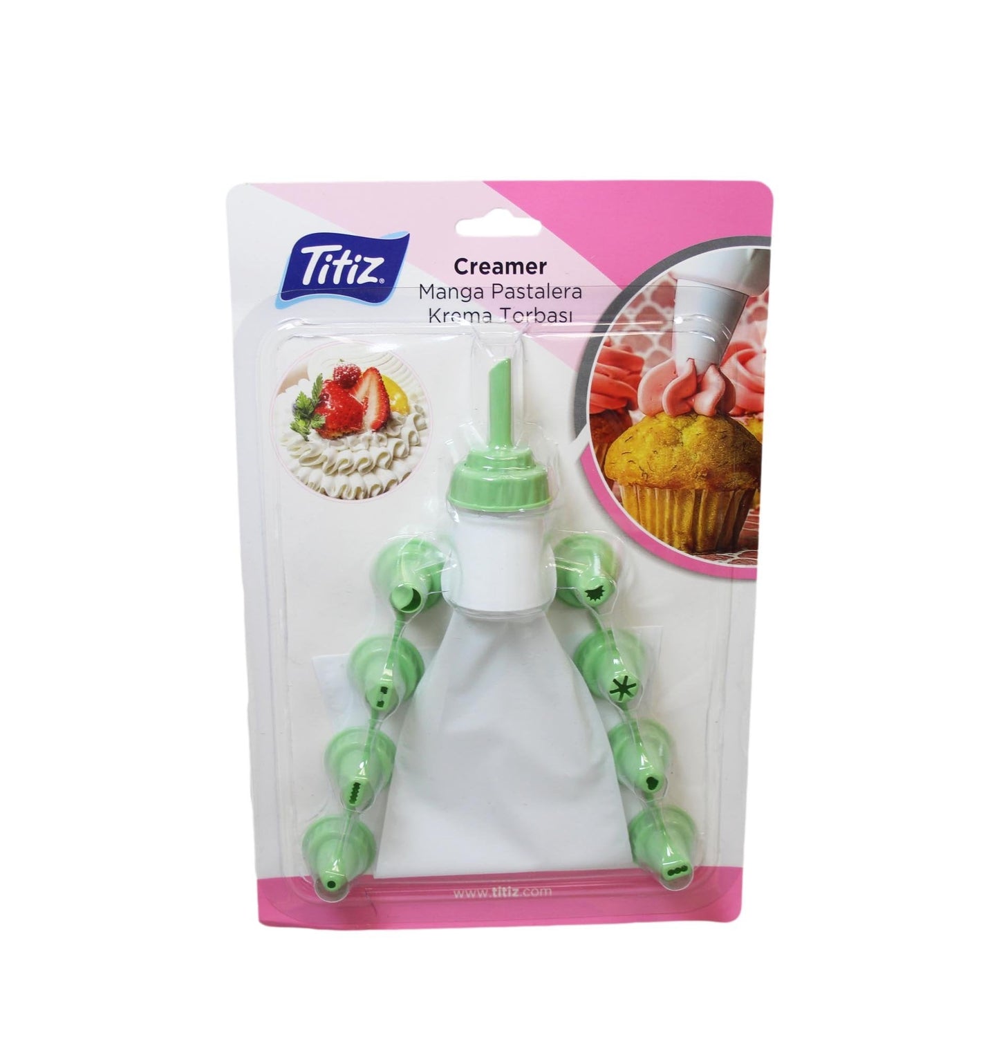 White Icing Bag with 9 Piping Nozzle Tips Assorted Colours AP1042 (Parcel Rate)