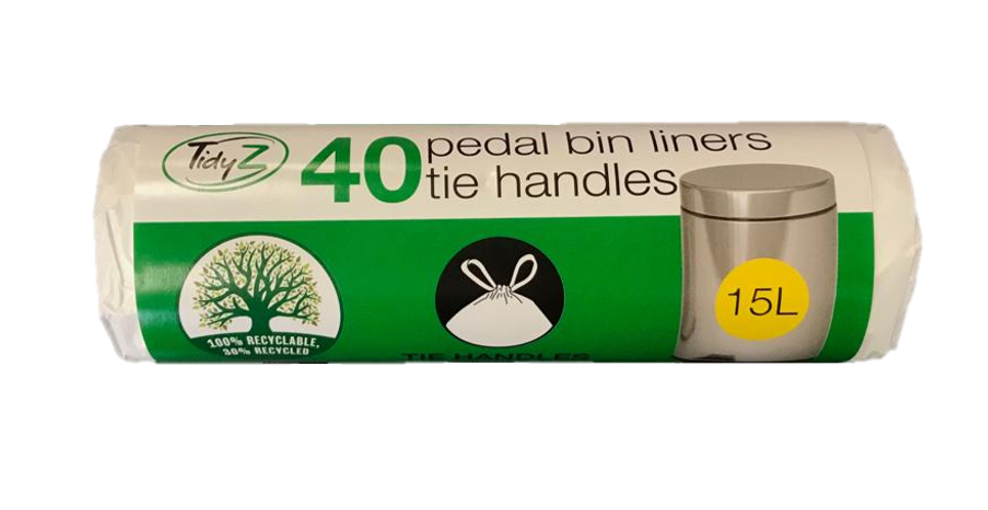 Pedal Bin Liners with Tie Handles 15L 92 x 60 cm Roll of 40 B0065 (Parcel Rate)