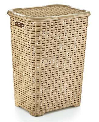 Rattan Style Laundry Basket Plastic 60 Litre Assorted Colours D05004 (Big Parcel Rate)