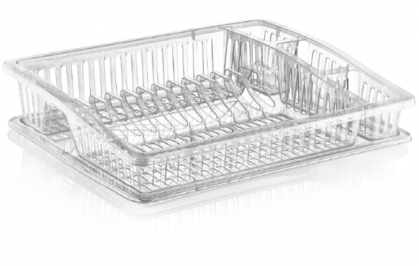 Transparent Step Dish Cutlery Cup Glass Drainer With Tray 07106 A  (Parcel Rate)