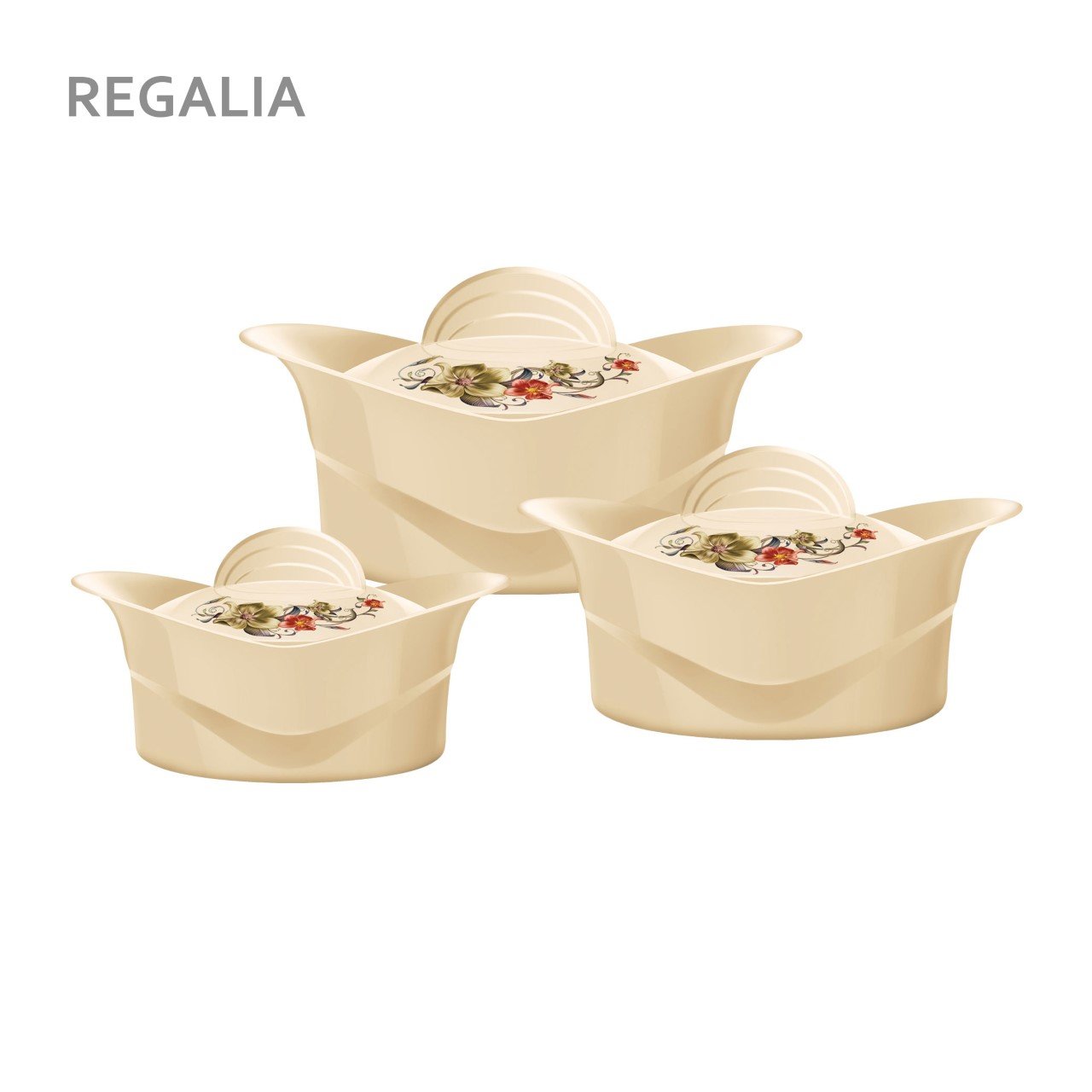 SQ Professional Regalia Insulated Casserole Set of 3 Beige 5000-8000-10000ml 6552 (Big Parcel Rate)