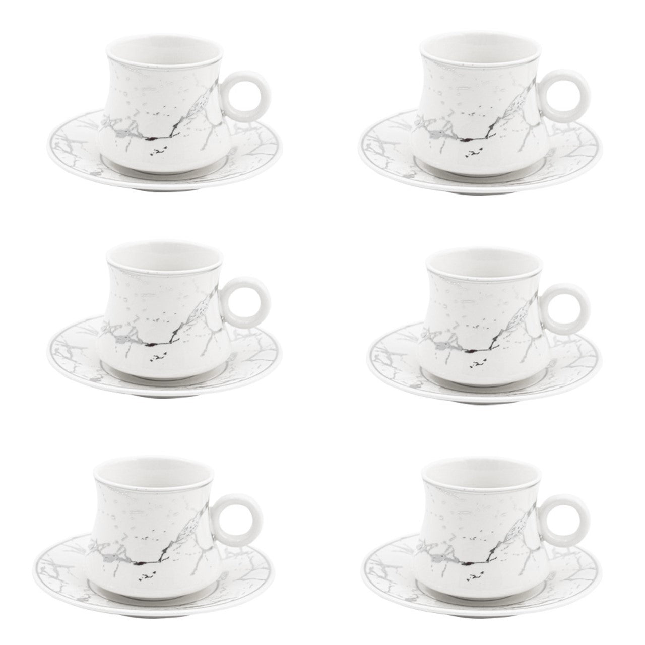 Durane Raku Tea Set 12pc White-Gold 200ml 10522 (Parcel rate)