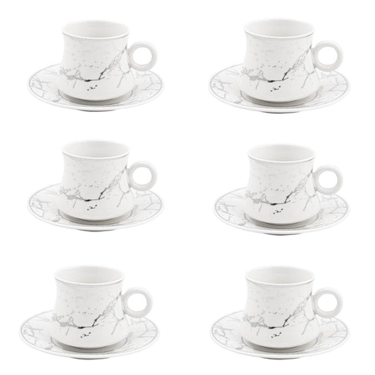 Durane Raku Tea Set 12pc White-Gold 200ml 10522 (Parcel rate)