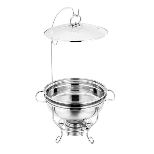 SQ Round Banquet Buffet Chafing Dish with Glass Lid 6L 10853 (Big Parcel Rate)