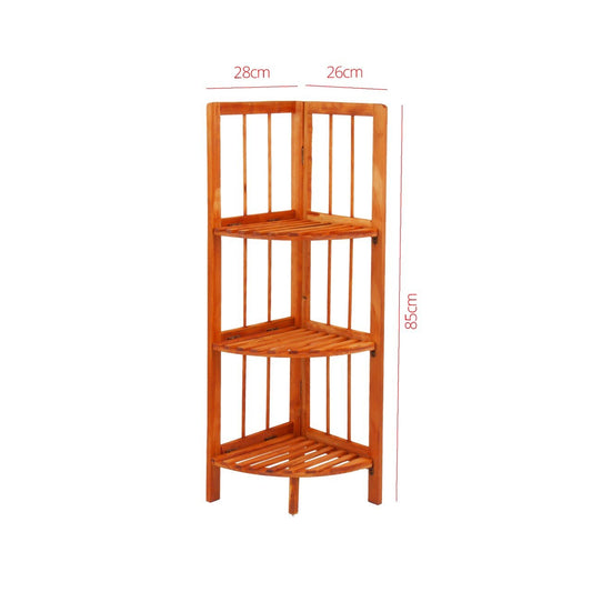 Wooden Corner Rack Maple 3 Tier 28cm x 26 x 85cm 8790 (Parcel Rate)