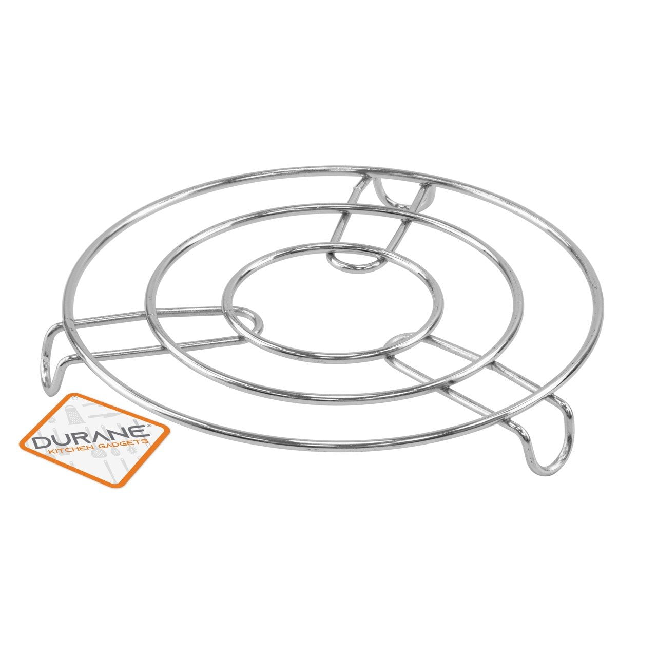 SQ Professional Durane Round Chrome Pan Coaster Trivet 20 x 2.5 cm 9988 (Parcel Rate)