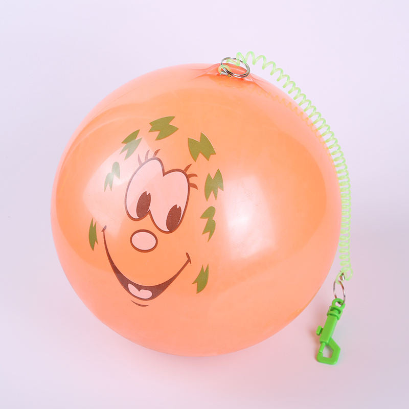 Printed Design Inflatable Ball with Springy String Kids Toy Outdoor Assorted Colours 6500 A (Parcel Rate)