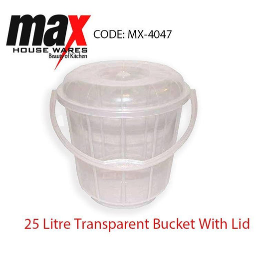 25 Litre Transparent Bucket With Lid And Handle MX4047 (Parcel Rate)