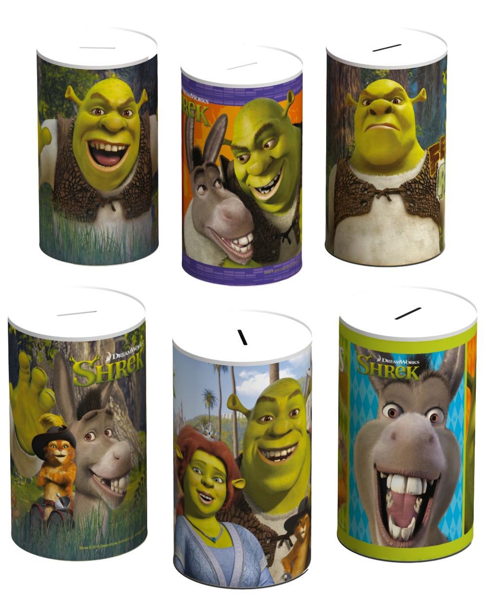 6 Assorted Style Shrek Money Tin 145mm x 110mm SHR001 (Parcel Rate)