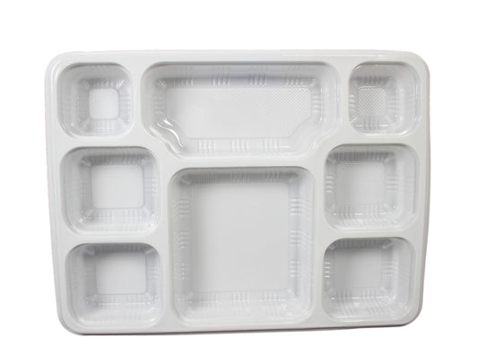 Disposable White Plastic Divider Plate 8 Sections 30 x 23 cm Pack of 25 SK1291 (Parcel Rate)