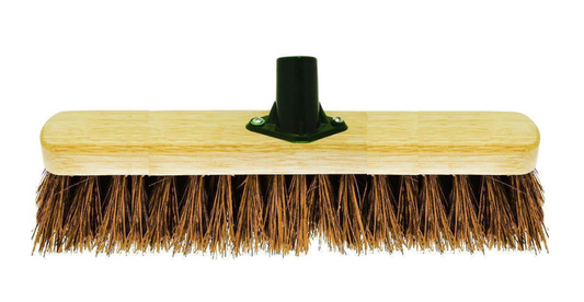 18" Hard Bassine Garden Wooden Broom Brush Head SK29394 (Big Parcel Rate)