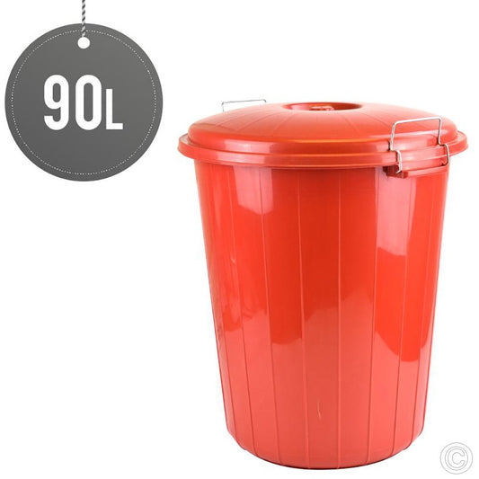 Plastic Double Lock Handle Bin With Lid 90 Litre Assorted Colours ST5117 (Big Parcel Rate)