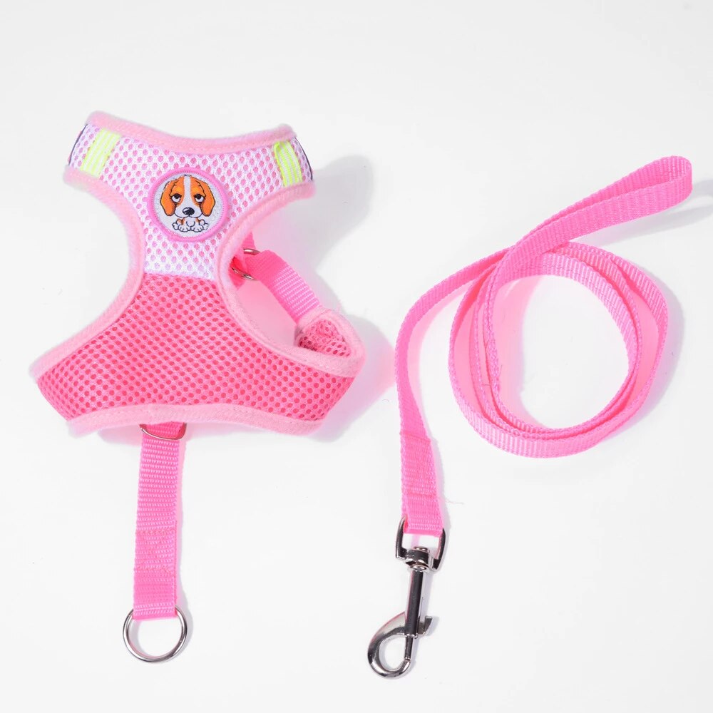 Dog Leash Reflective With Soft Harness Vest Size Small Assorted Colours 93cm 6710S (Parcel Rate)