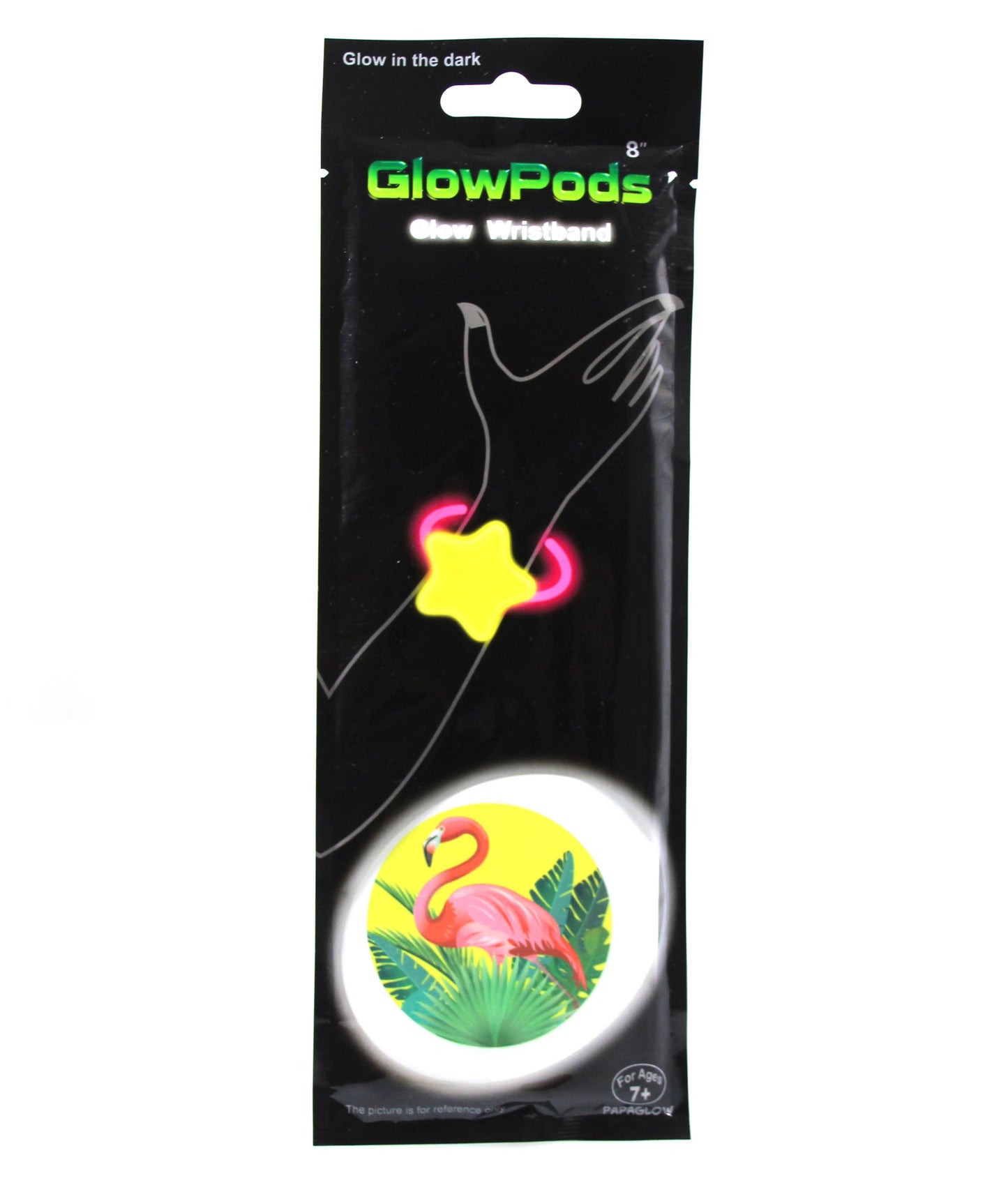 Glow In The Dark Pods Neon Party Wristband FLAMINGO Shape 8'' 5254 (Parcel Rate)