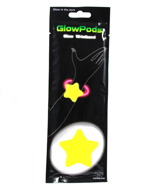 Glow In The Dark Pods Neon Party Wristband Glowing STAR Shape 8'' 5255 (Parcel Rate)