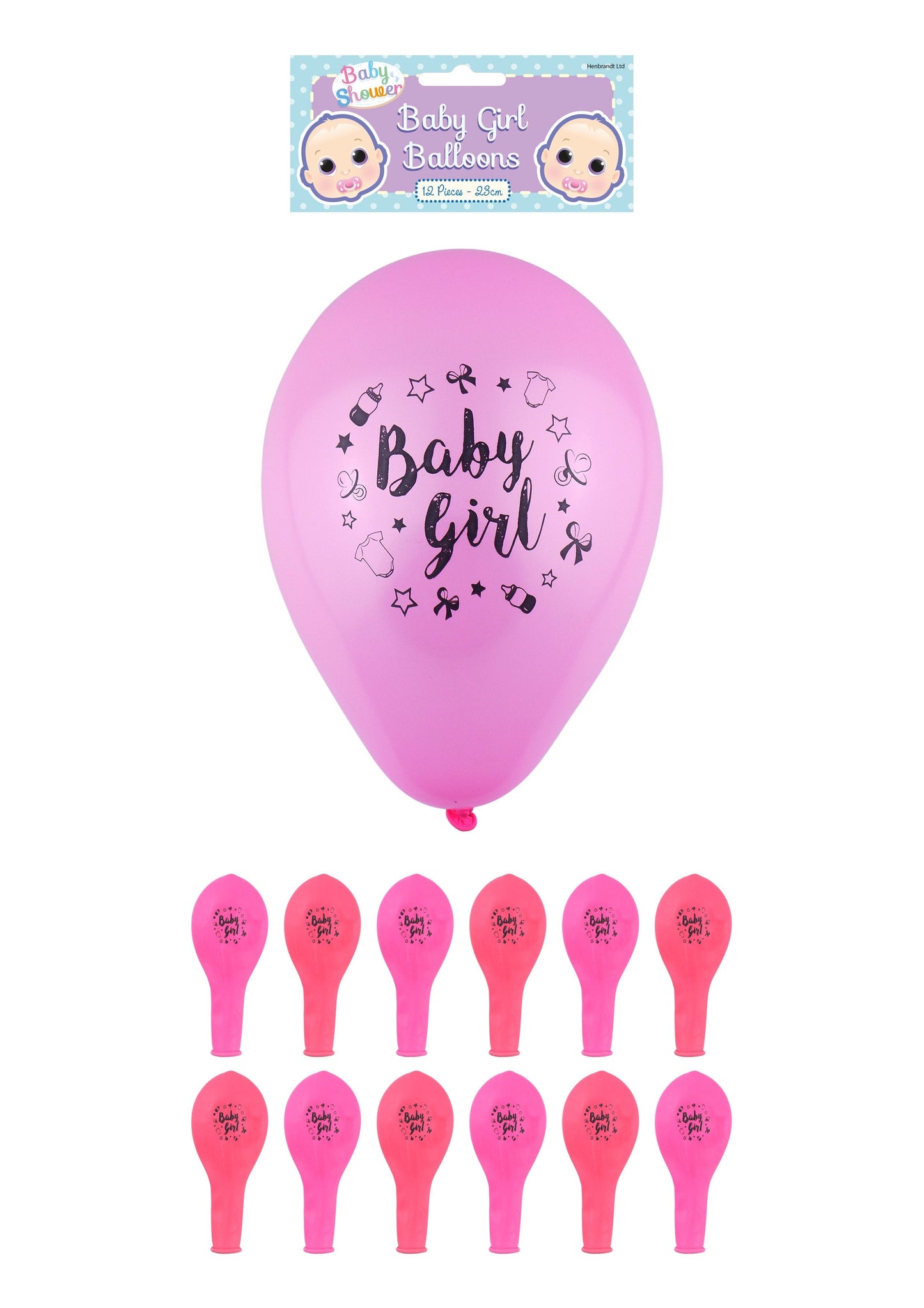 'Baby Girl' Party Birth Celebration Balloons Pink 23 cm X38746 (Large Letter Rate)