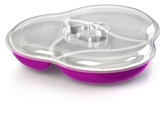 Double Colour Breakfast Set With 4 Compartment Tray With Cover 28cm x 7cm DC-605 (Parcel Rate)