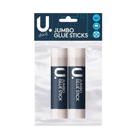 2 Pack Jumbo Glue Sticks Quick Dry Washable Non Toxic Glue P2404 (Parcel Rate)