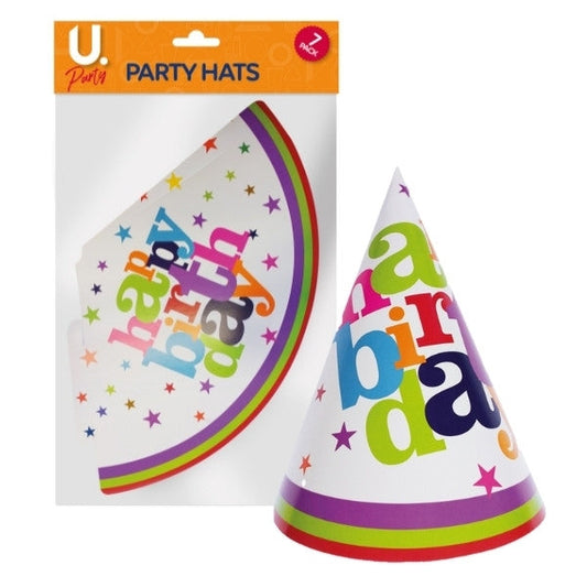 Paper Happy Birthday Party Hats Pack of 6 P2709 (Large Letter Rate)