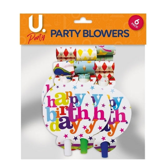 Happy Birthday Whistle Blowers Pack of 6 P2710 (Large Letter Rate)