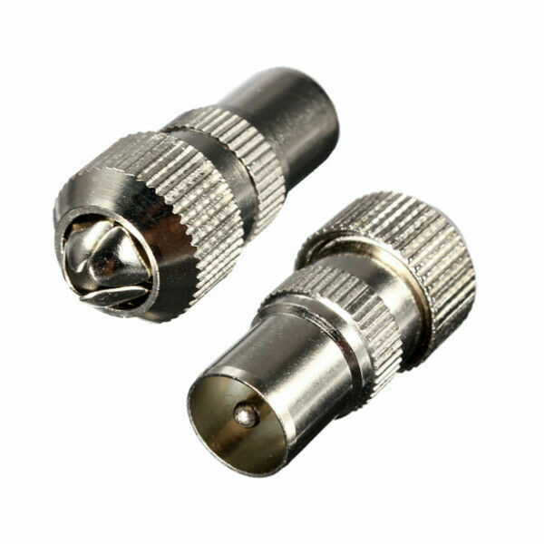 Pifco  Pack Of 2 Nickel Co-Axial TV Plugs AVS1049 (Parcel Rate)