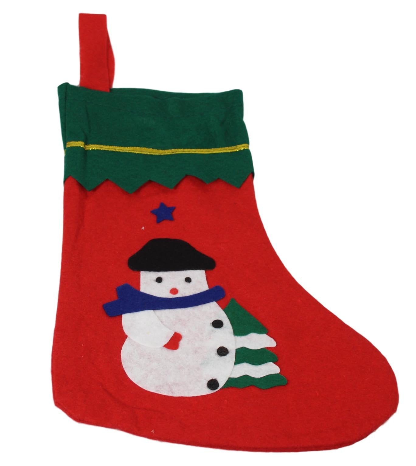 Christmas Festive Red Green Hanging Felt Stocking 32cm Assorted Designs 9980 (Large Letter Rate)