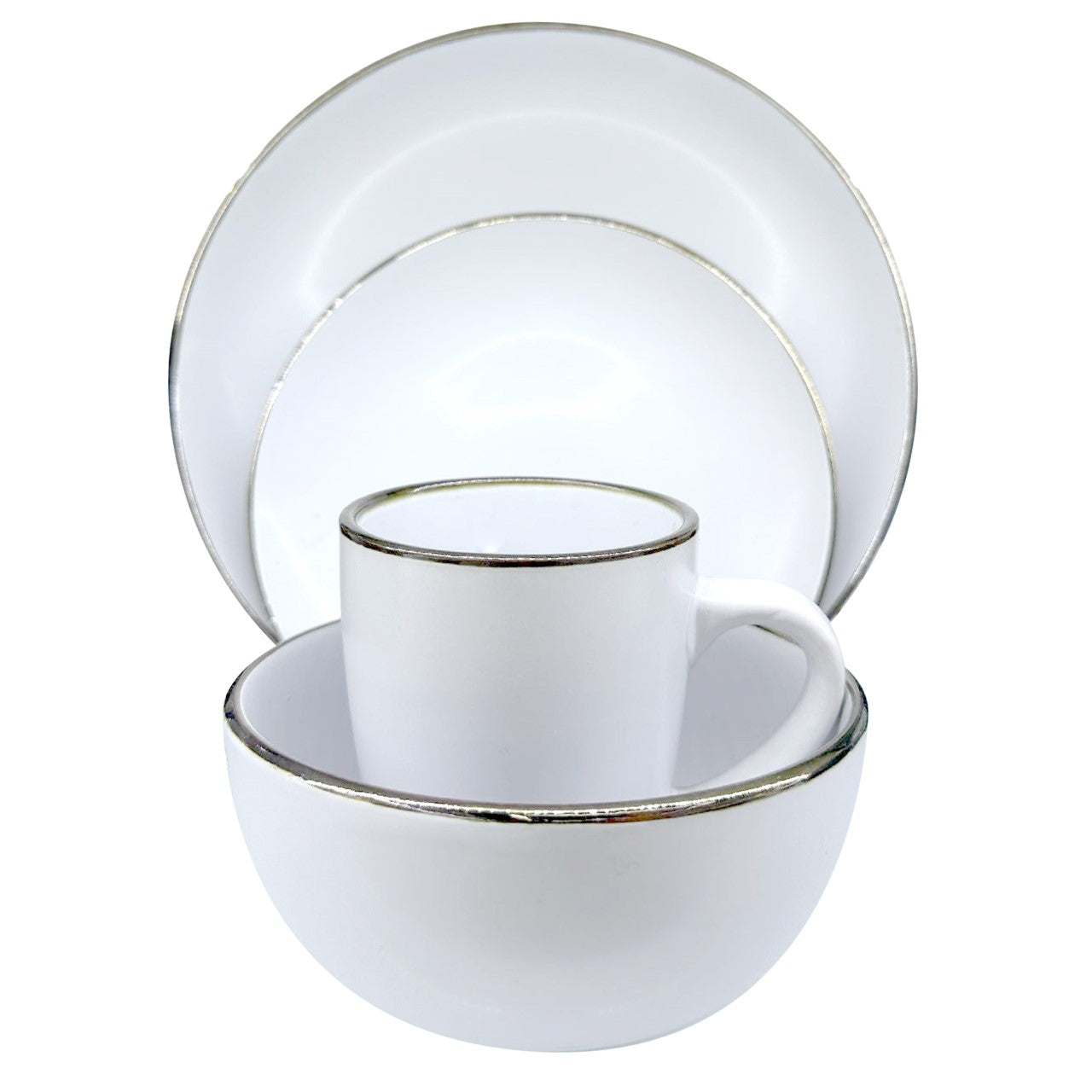 Durane Gold Rim Dinnerware Set 16pc White 10498 (Parcel Plus  Rate)