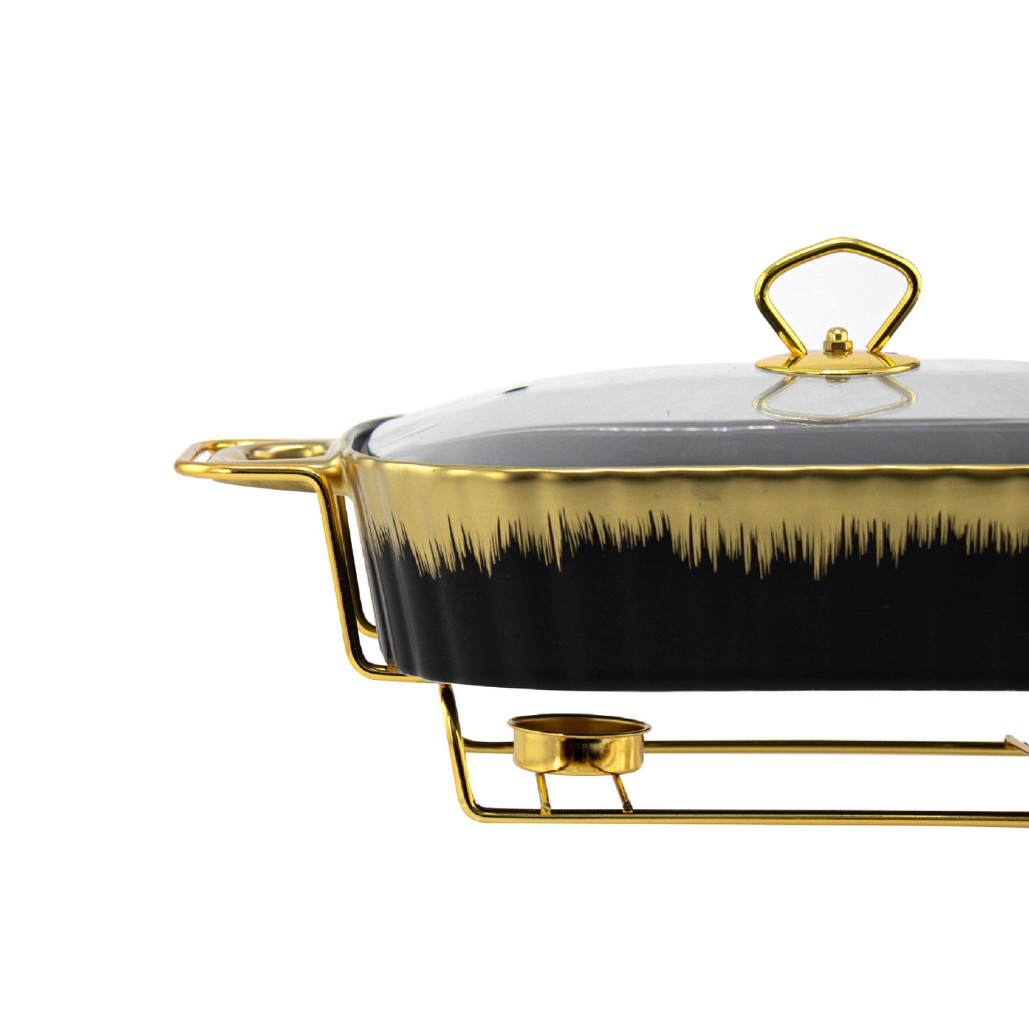 SQ Professional Durane Porcelain Banquet Chafing Dish 2L Black-Gold 10668 (Big Parcel Rate)