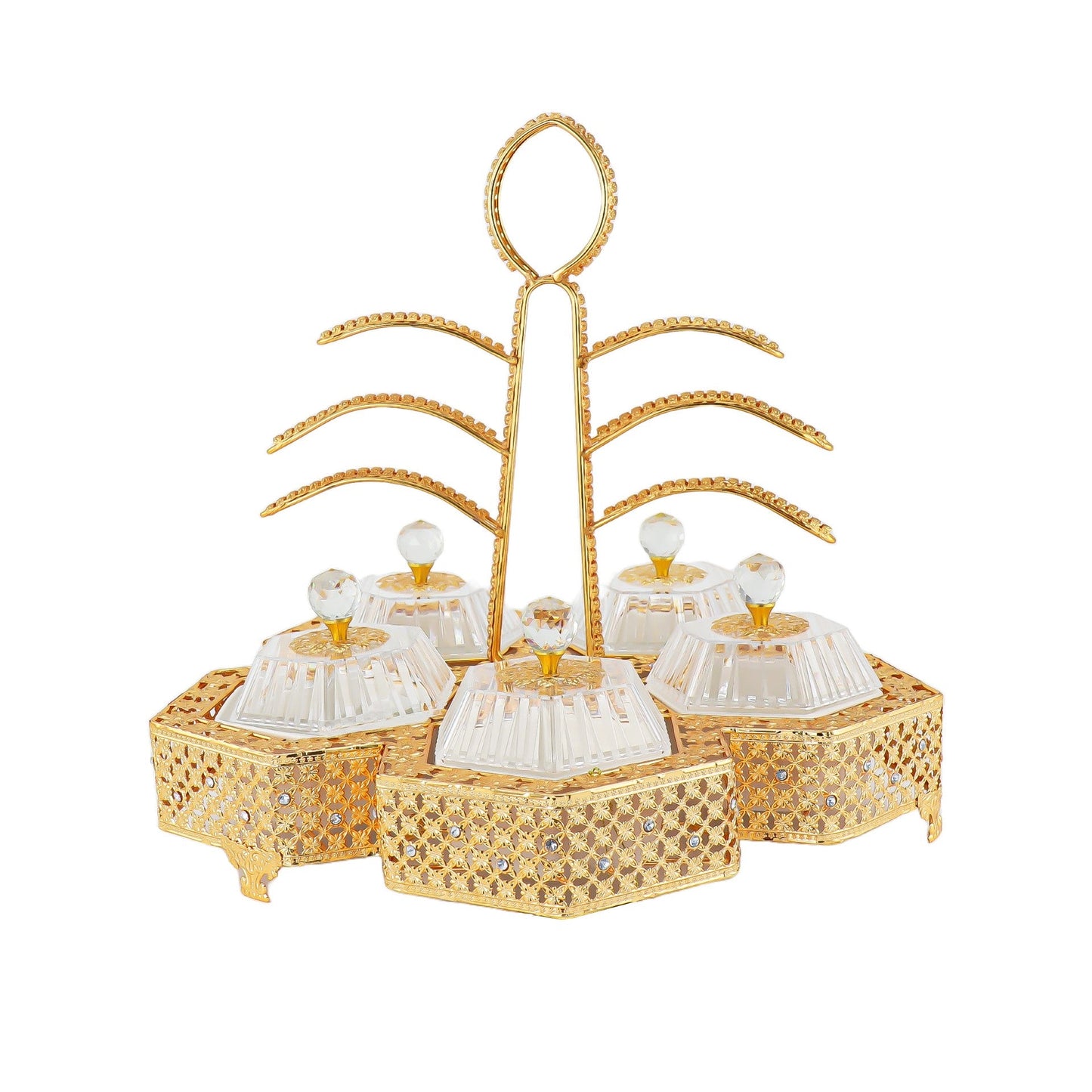 Durane Metal / Plastic Ornate Party Serving Tray Gold E0734-C Hexagonal 44 x 44 x 41.5 cm 10677 (Big Parcel Rate)