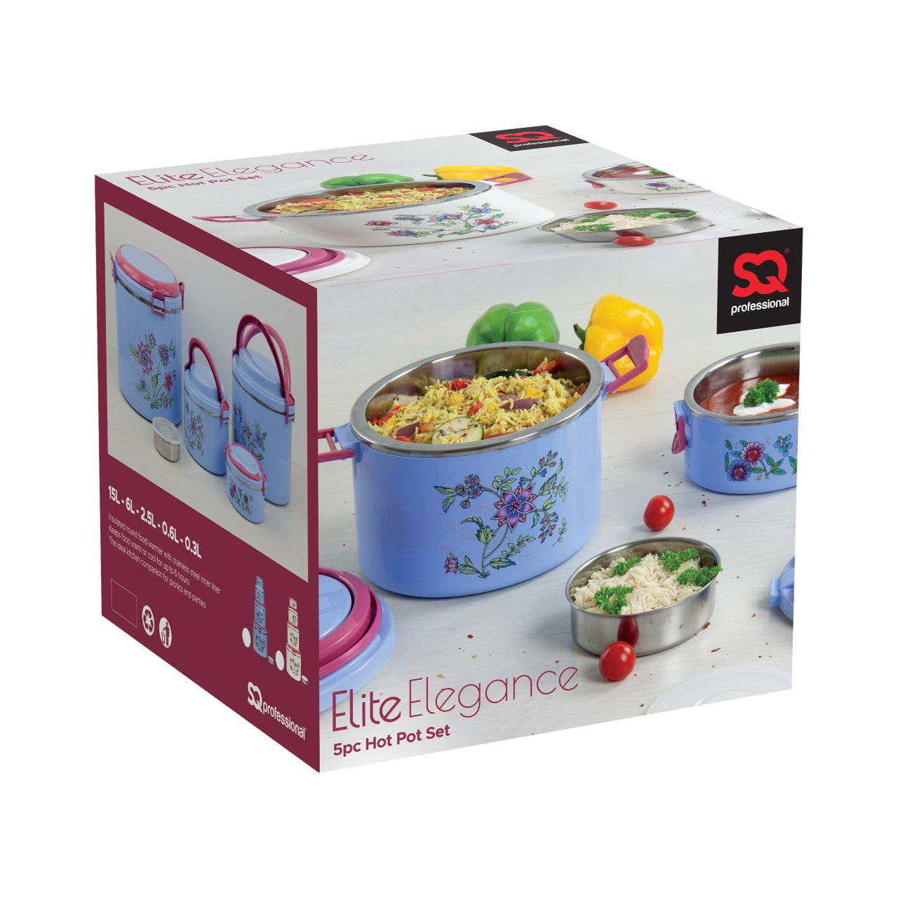 SQ Elite Elegance Hot Pot Set 5pc Blue 2322 (Big Parcel Rate)