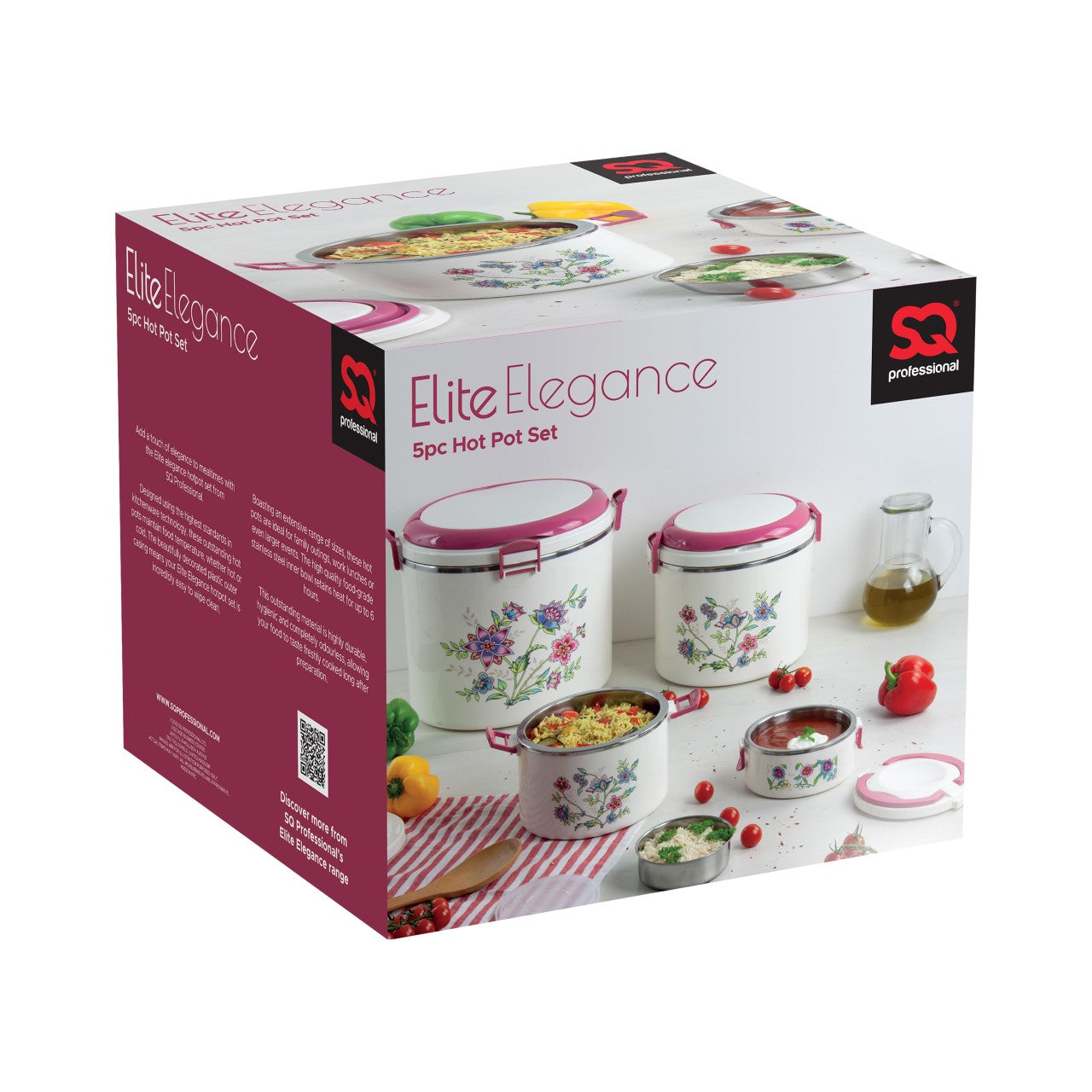 SQ Elite Elegance Hot Pot Set 5pc White 2323 (Big Parcel Rate)