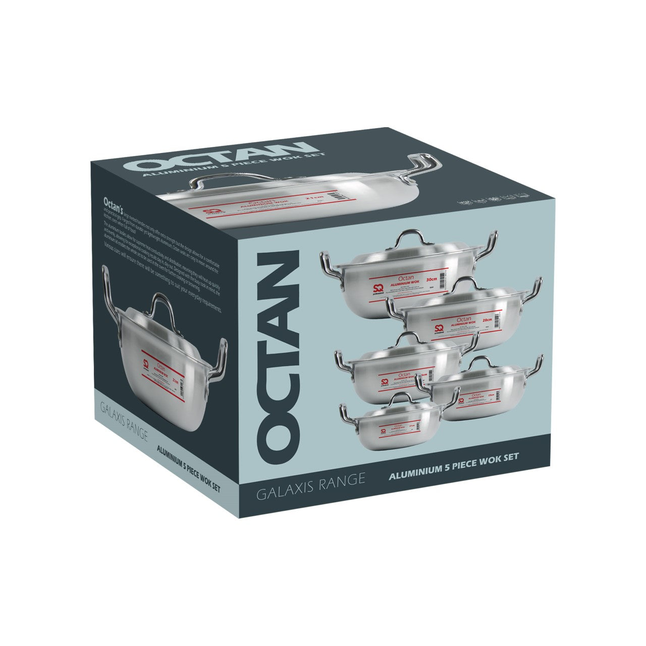 SQ Professional Galaxis Octan Aluminium Pot Karahi Set of 5 21-23-25-26-27-30cm 5885 (Big Parcel Rate)