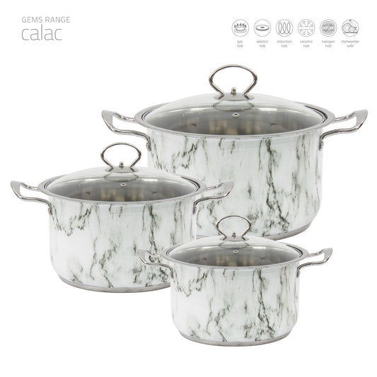 SQ Professional Gems Stainless Steel Stockpot Set 3pc Calac 26-28-30cm 9787 (Big Parcel)